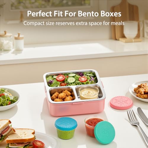 6 Pack Glass Salad Dressing Containers with Lids - 2.4 oz Food Storage Cups