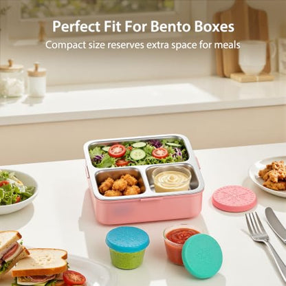 6 Pack Glass Salad Dressing Containers with Lids - 2.4 oz Food Storage Cups