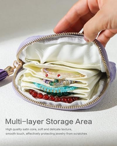 Travel Jewelry Case with Velvet Pouch - Plum Purple
