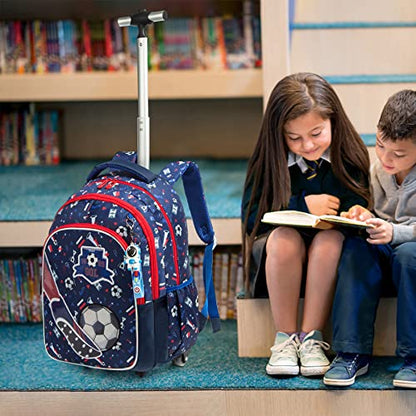 MOHCO Rolling Backpack 18 inch with Lunch Bag and Pencil Case Wheeled School Backpack for Boys and Girls