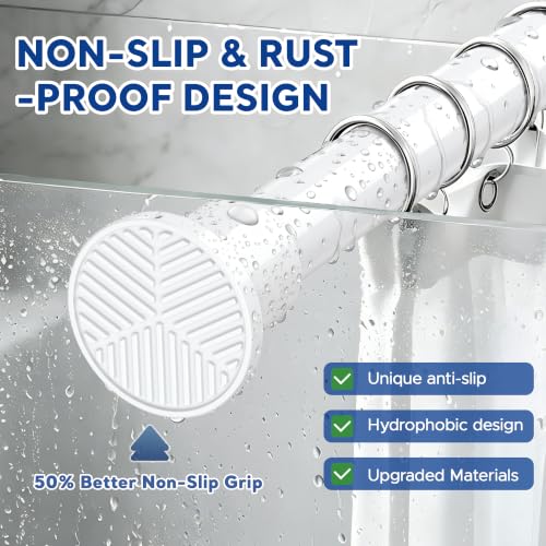 Adjustable Tension Curtain Rod 28-48 Inch No Drill White - No Wall Damage