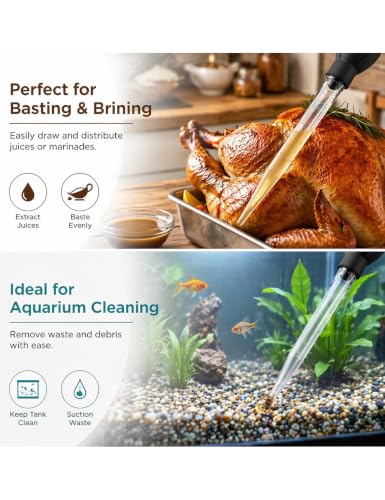 Large Silicone Turkey Baster with Measurement Syringe for Cooking & Grilling