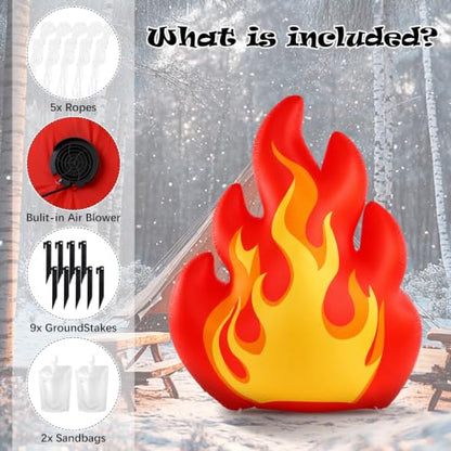 Inflatable 6ft Fake Campfire with Glowing Light for Outdoor Decor