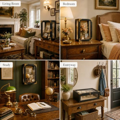 Rustic Black Deep Shadow Box Display Case - 11x15 Inch 3-Sided Glass