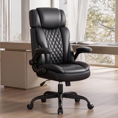 Ergonomic Executive Office Chair with Adjustable Headrest & Flip Armrests