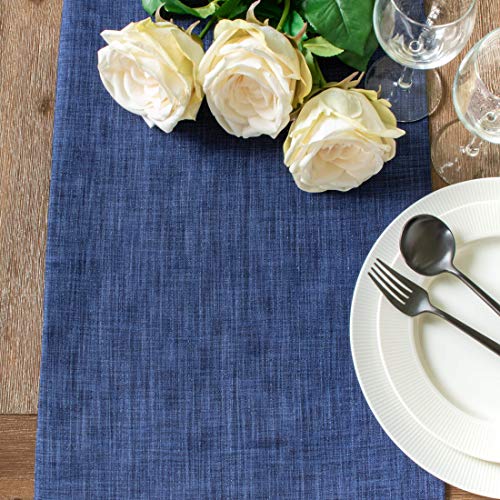 Dark Blue 13x120 Inch Table Runner Fabric Lined for Dining & Wedding Decor - The White Petals