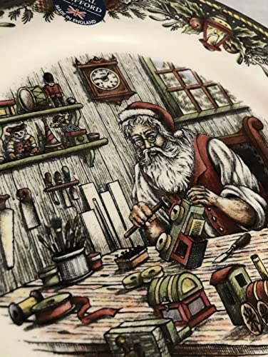 Christmas Santa's Workshop Dinner Plates Set of 4 - Holiday Tableware