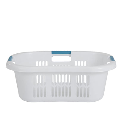 Rubbermaid 2.1-Bushel Small Hip-Hugger Portable Plastic Laundry Basket with Grab-Through Handles, White (3-Pack)