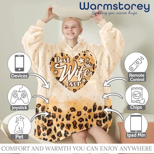Warmstorey Best Wife Ever Hoodie Blanket - Funny Wife Gift for Mother's Day