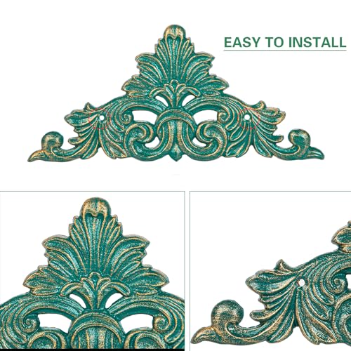 Victorian Cast Iron Wall Plaque - Antique Green Fleur De Lis 11.8 Inch