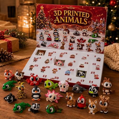 Christmas Advent Calendar with 3D Animal Figurines - Kids Holiday Countdown Toy
