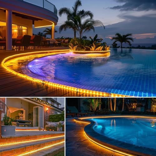 Vigdur LED Rope Lights - 30ft Waterproof Warm White Flexible Tube Lights for Outdoor Garden & Patio | 360 LEDs