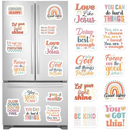 Inspirational Christian Fridge Magnets - 16 Pcs Boho Locker Decor (Variation: Inspirational Christian)