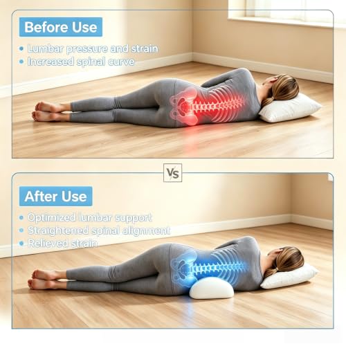 Eryuk Pink Memory Foam Lumbar Support Pillow for Bed - Ergonomic Contour