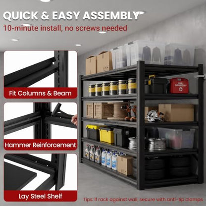 Heavy Duty Metal Garage Shelving Unit 5-Tier Adjustable Storage Rack - 5000 lbs Capacity