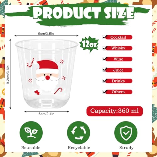 Christmas Plastic Cups Set 60 Pcs 12 Oz Snowman Gingerbread Santa Holiday Party