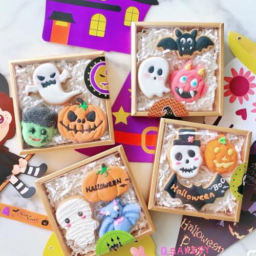 Mini Halloween Cookie Cutters Set - 5 Stainless Steel Shapes for Baking & Decorations - 2.2 to 2.6 Inches - Variation of THIS listing