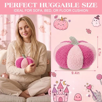 Pink Pumpkin Pillow 3D Stuffed Halloween Fall Decor - 1 / 7 Inch