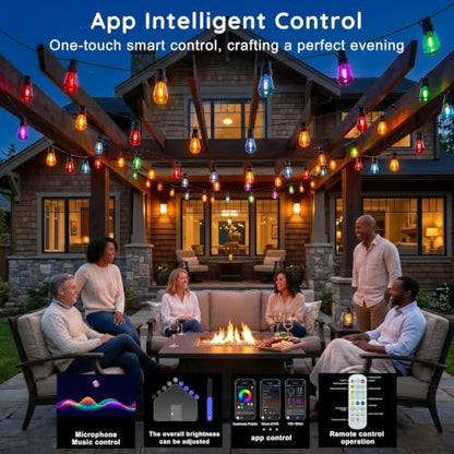 300FT RGB+IC Outdoor String Lights Dimmable Waterproof LED Bulbs - Multicolor DreamColor Chasing Lighting