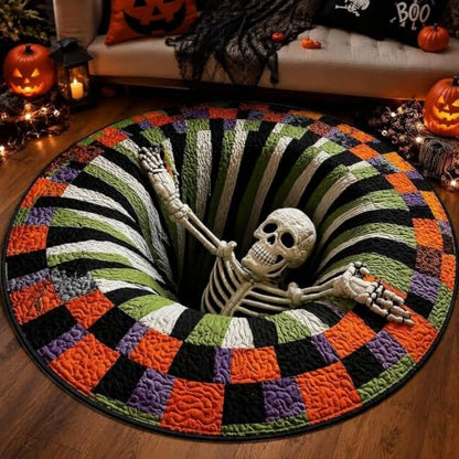 3D Halloween Rug with Skull Variation - Ghost Skeleton Vortex Optical Illusion, Candy Corn Design, Non-Slip, 24 Inch