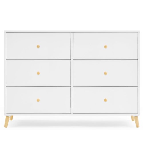 Delta Children Essex 6 Drawer Dresser, Bianca White/Natural