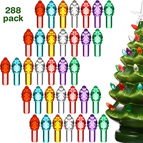 Ceramic Christmas Tree Light Bulb Replacement Set - 288 Multi-Color Plastic Ornaments