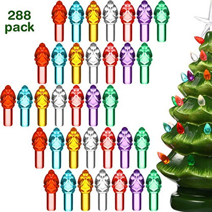 Ceramic Christmas Tree Light Bulb Replacement Set - 288 Multi-Color Plastic Ornaments