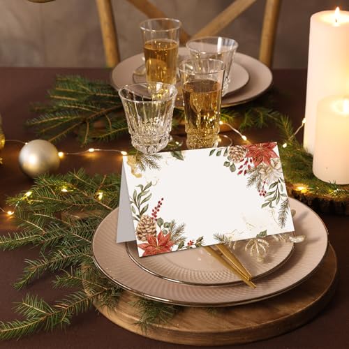 Christmas01 25 Pcs Holiday Place Cards for Table Setting - Boho Seat Labels