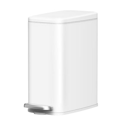 Cesun Slim Bathroom Trash Can - 6L Stainless Steel Wastebasket with Soft Close Lid & Foot Pedal | White