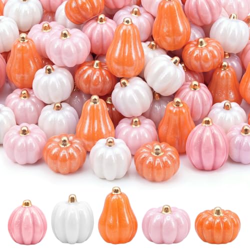 Mini Pink Resin Pumpkin Set for Crafts & Thanksgiving Decorations - 100 Pcs