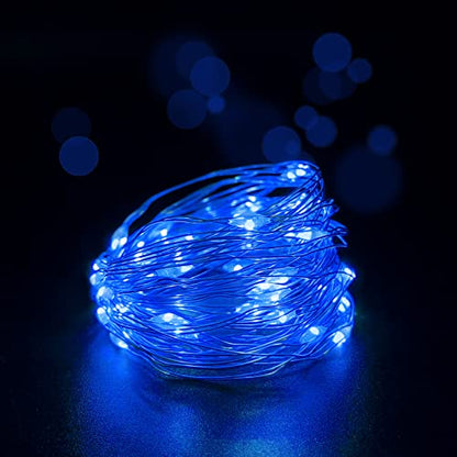 Mini Fairy Lights with Timer Function - Blue Dewdrop LED String Lights, 10 Feet, 30 LEDs, Indoor Holiday Decor Variation 1