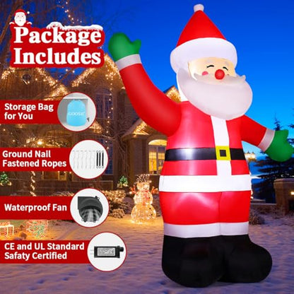 8.8 Ft Christmas Inflatable Santa Claus with LED Lights Outdoor Yard Decoration