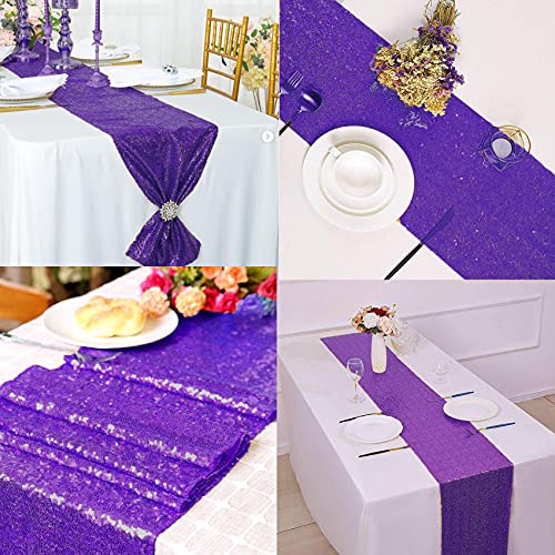 Purple Sequin Table Runner 12x108 Inches - Pack of 12 for Weddings & Parties