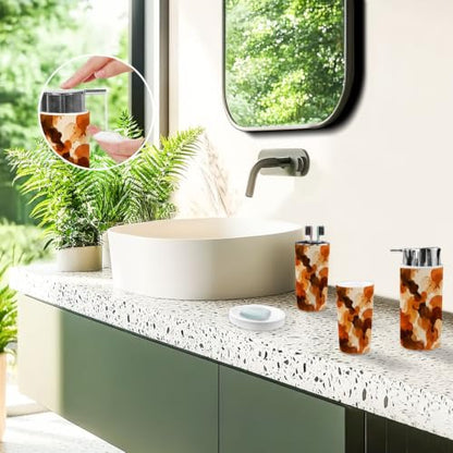 Bathroom Accessory Set 6PCS Burnt Orange Brown Ink - Stylish Organization