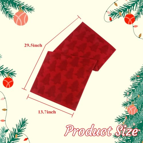 Christmas Hand Towels Set - Red Tree Pattern, 2 Pack, Cotton Bathroom Decor
