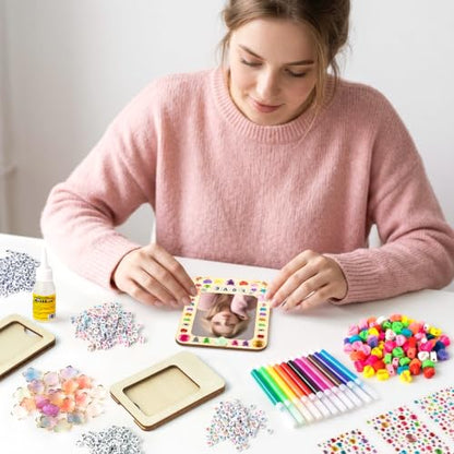 Magnetic Wooden Picture Frame Set for Crafts - 16 Pack DIY Photo Display