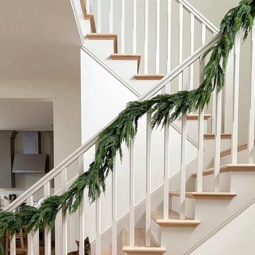 Artificial Christmas Cedar Garland 2 Pcs 6 ft - Realistic Faux Evergreen Decor