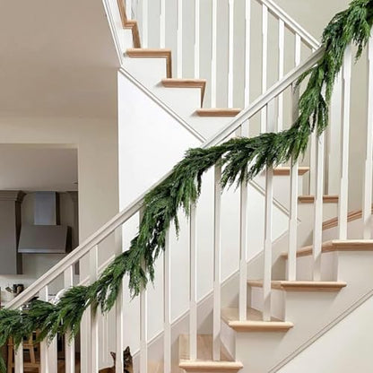 Artificial Christmas Cedar Garland 2 Pcs 6 ft - Realistic Faux Evergreen Decor