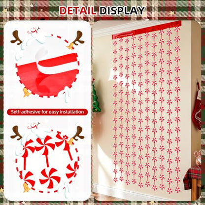 Christmas Peppermint Foil Fringe Curtains 2 Pack - Candyland Holiday Decorations