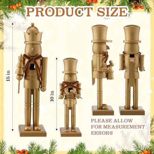 Neutral Christmas Nutcracker Figures 10" & 15" - Wooden Holiday Decor Set