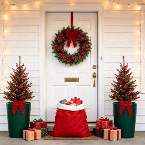 20-Piece Artificial Holly Berry Stems for Holiday Decor - Red & White