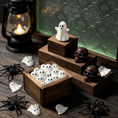 Halloween Resin Ghost Charms - Mini Flatback Decorations for Crafts & Party Favors