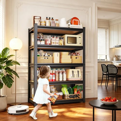 Adjustable 5-Tier Garage Storage Shelves - 32x14x71 Inches, Wide Shelving Unit