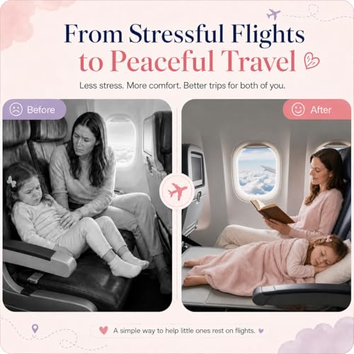 Toddler Airplane Bed Grey Portable Seat Extender for Kids Travel Comfort
