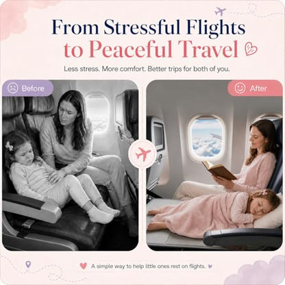 Toddler Airplane Bed Grey Portable Seat Extender for Kids Travel Comfort