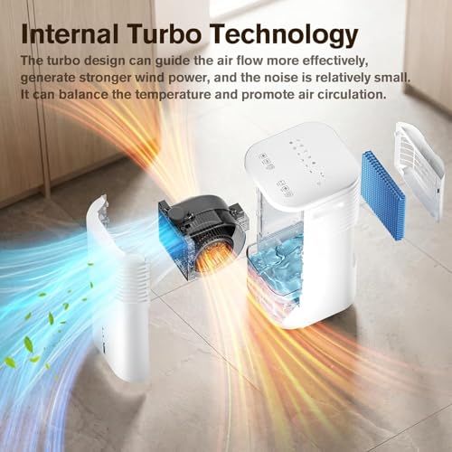 3-in-1 Portable Evaporative Cooler with Remote Control, 24-Inch Ventless Air Conditioner, 15-Hour Timer, 120° Oscillation, 2-Gallon Tank, Multi-Mode for Home & Office