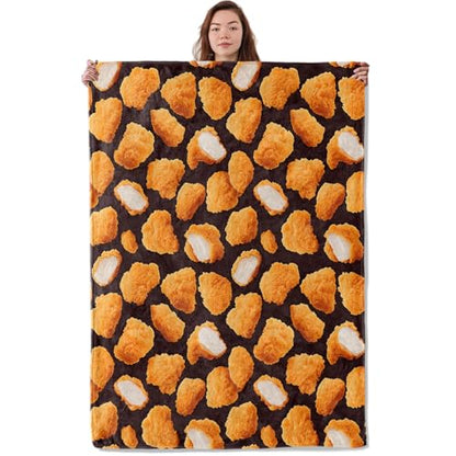 80x60 Inch Chicken Nugget Blanket - Soft Cozy Fuzzy Throw for Adults Kids