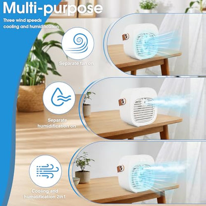 White 6000mAh Rechargeable Mini Portable Air Conditioner for Car & Home
