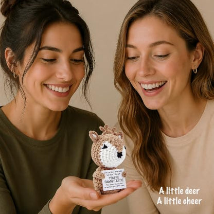 Fawn-tastic Crochet Deer Gift - Positive Birthday Gift for Women & Men