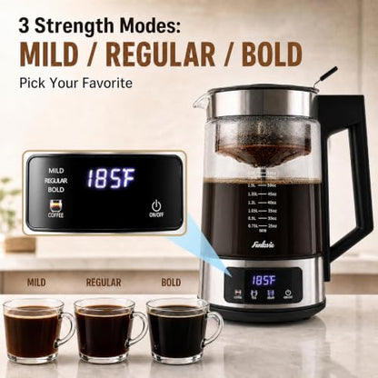 12-Cup Electric Coffee Percolator with 3 Brew Strength Settings